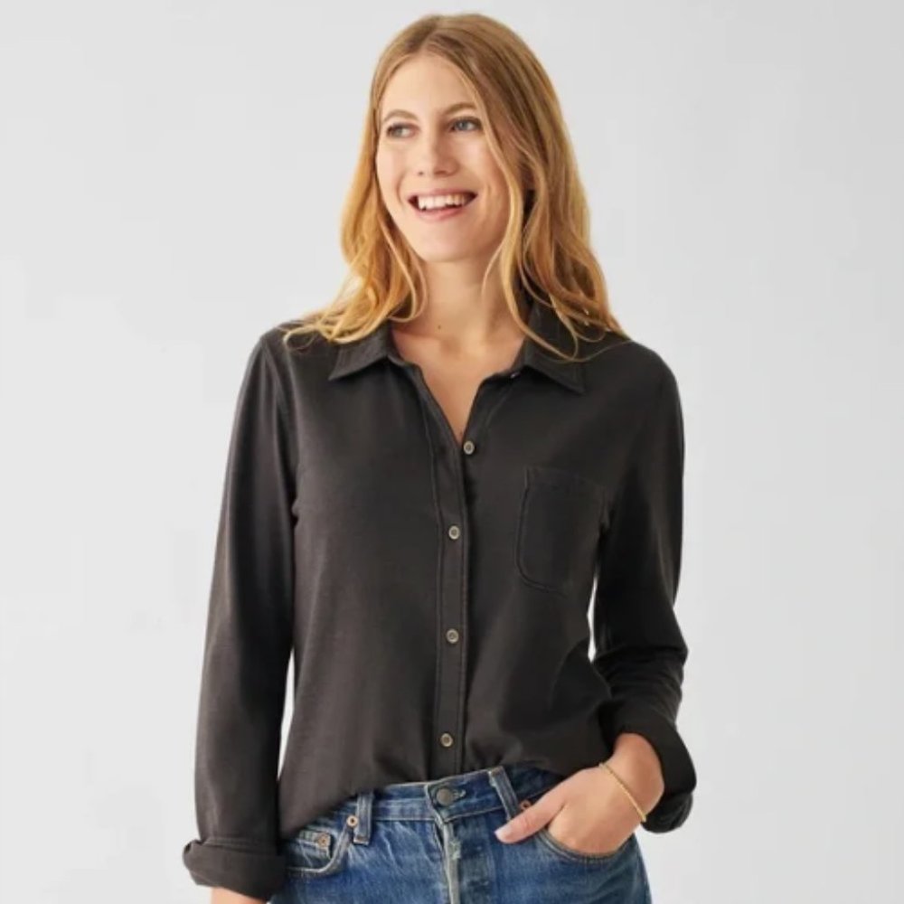 Faherty Sunwashed Knit Shirt Women Washed Black Small